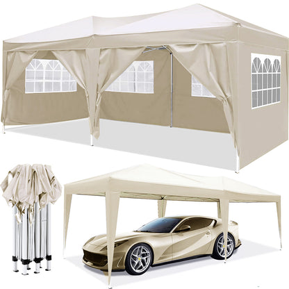 10'x20'Pop Up Canopy Outdoor Portable Party Folding Tent with 6 Removable Sidewalls + Carry Bag + 4pcs Weight Bag