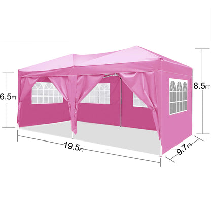 10'x20'Pop Up Canopy Outdoor Portable Party Folding Tent with 6 Removable Sidewalls + Carry Bag + 4pcs Weight Bag