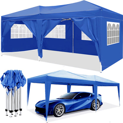 10'x20'Pop Up Canopy Outdoor Portable Party Folding Tent with 6 Removable Sidewalls + Carry Bag + 4pcs Weight Bag