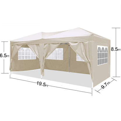 10'x20'Pop Up Canopy Outdoor Portable Party Folding Tent with 6 Removable Sidewalls + Carry Bag + 4pcs Weight Bag