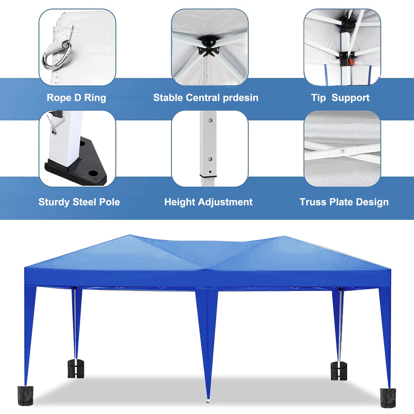 10'x20'Pop Up Canopy Outdoor Portable Party Folding Tent with 6 Removable Sidewalls + Carry Bag + 4pcs Weight Bag