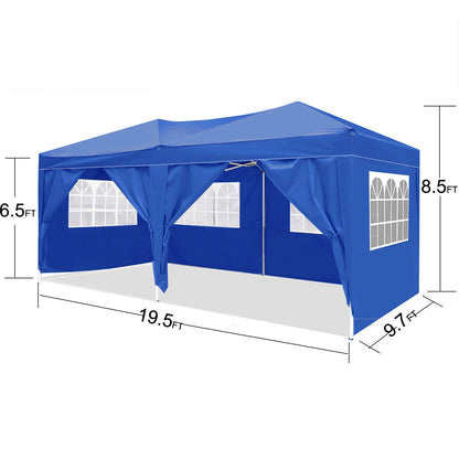 10'x20'Pop Up Canopy Outdoor Portable Party Folding Tent with 6 Removable Sidewalls + Carry Bag + 4pcs Weight Bag