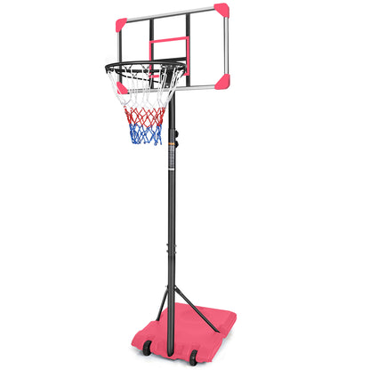 Portable Basketball Goal System with Stable Base and Wheels, use for Indoor Outdoor teenagers youth height adjustable 5.6 to 7ft Basketball Hoop 28 Inch Backboard