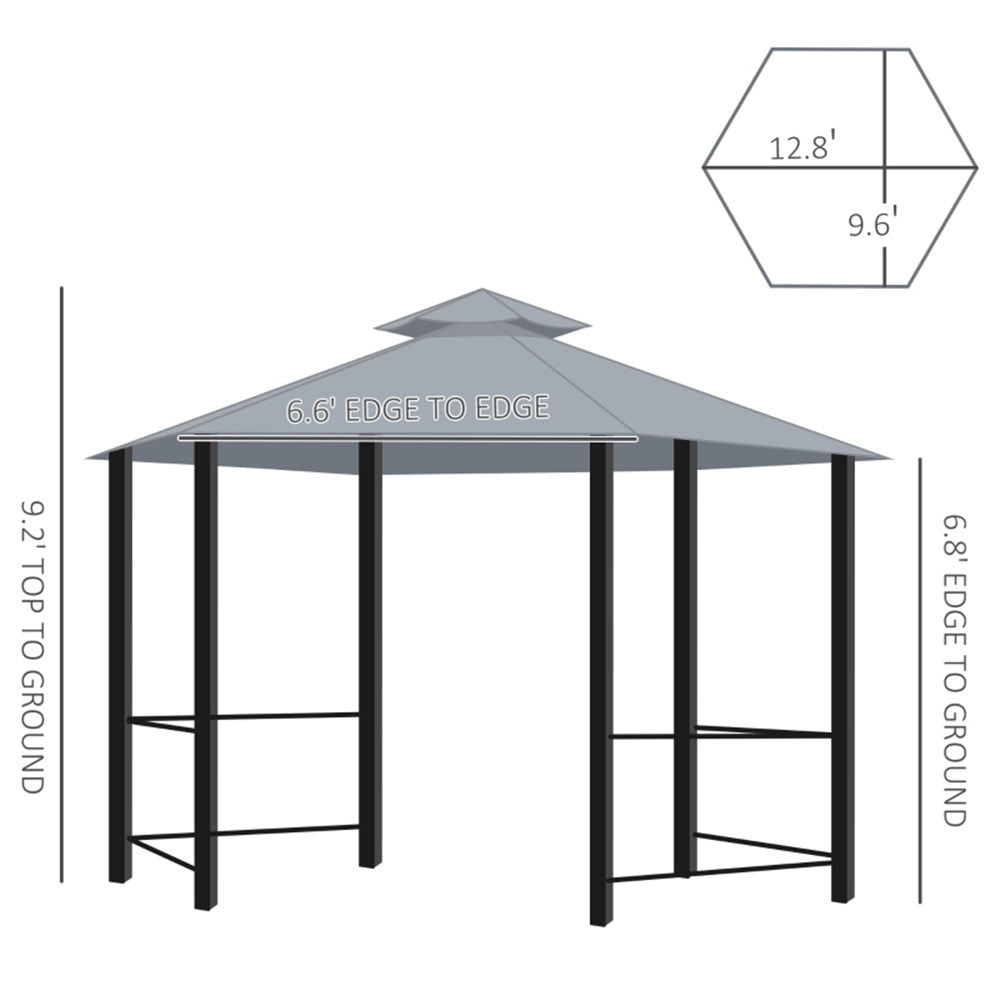 13ft x 13ft Patio Gazebo-Gray