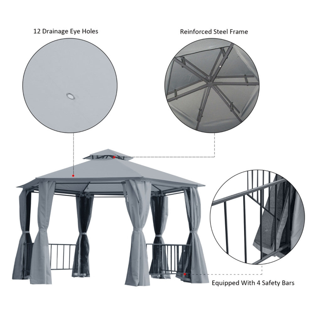 13ft x 13ft Patio Gazebo-Gray