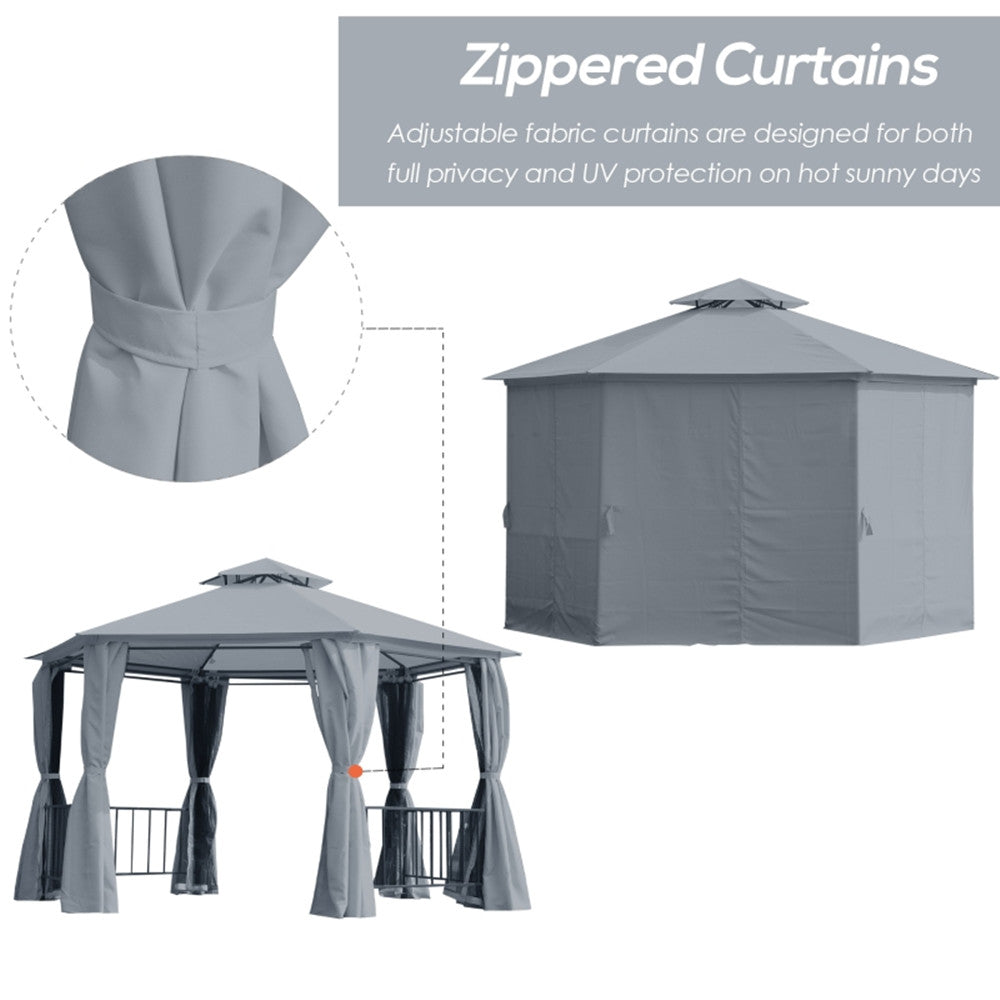 13ft x 13ft Patio Gazebo-Gray