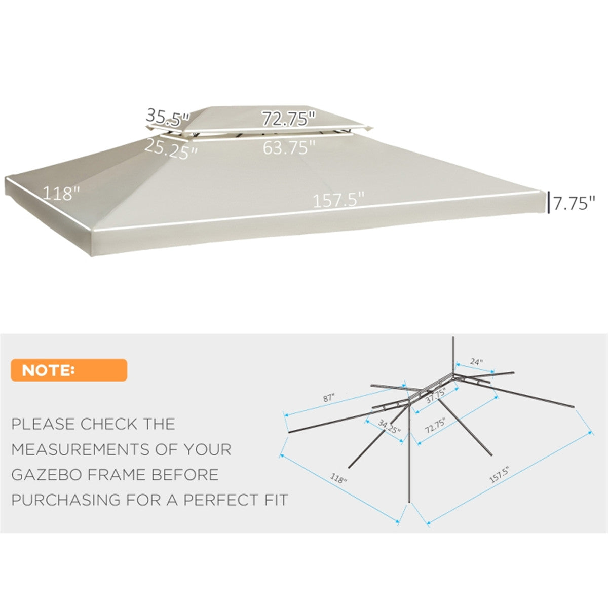 Gazebo Replacement Canopy -AS ( Amazon Shipping)（Prohibited by WalMart）