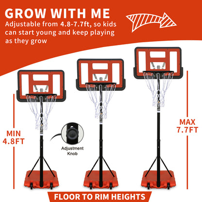 Use for Outdoor Height Adjustable 4.8 to 7.7ft Basketball Hoop 44 Inch Backboard Portable Basketball Goal System with Stable Base and Wheels