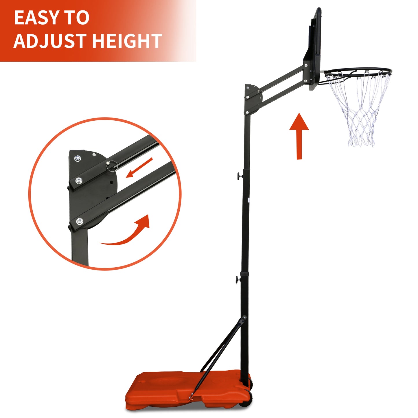 Use for Outdoor Height Adjustable 4.8 to 7.7ft Basketball Hoop 44 Inch Backboard Portable Basketball Goal System with Stable Base and Wheels