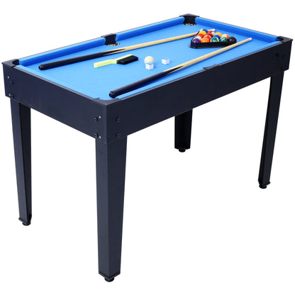 5-in-1 Multi-Game Table - Billiards, Push Hockey, Foosball, Ping Pong, and Basketball black/blue