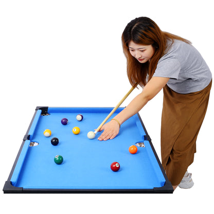 5-in-1 Multi-Game Table - Billiards, Push Hockey, Foosball, Ping Pong, and Basketball black/blue