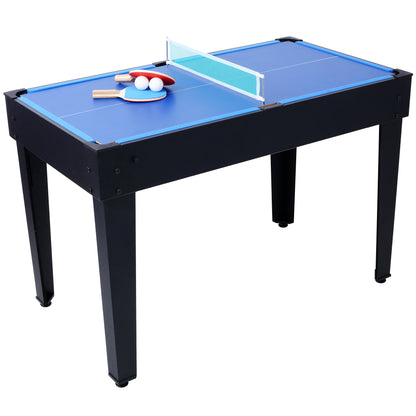 5-in-1 Multi-Game Table - Billiards, Push Hockey, Foosball, Ping Pong, and Basketball black/blue