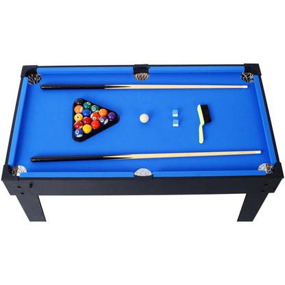 5-in-1 Multi-Game Table - Billiards, Push Hockey, Foosball, Ping Pong, and Basketball black/blue