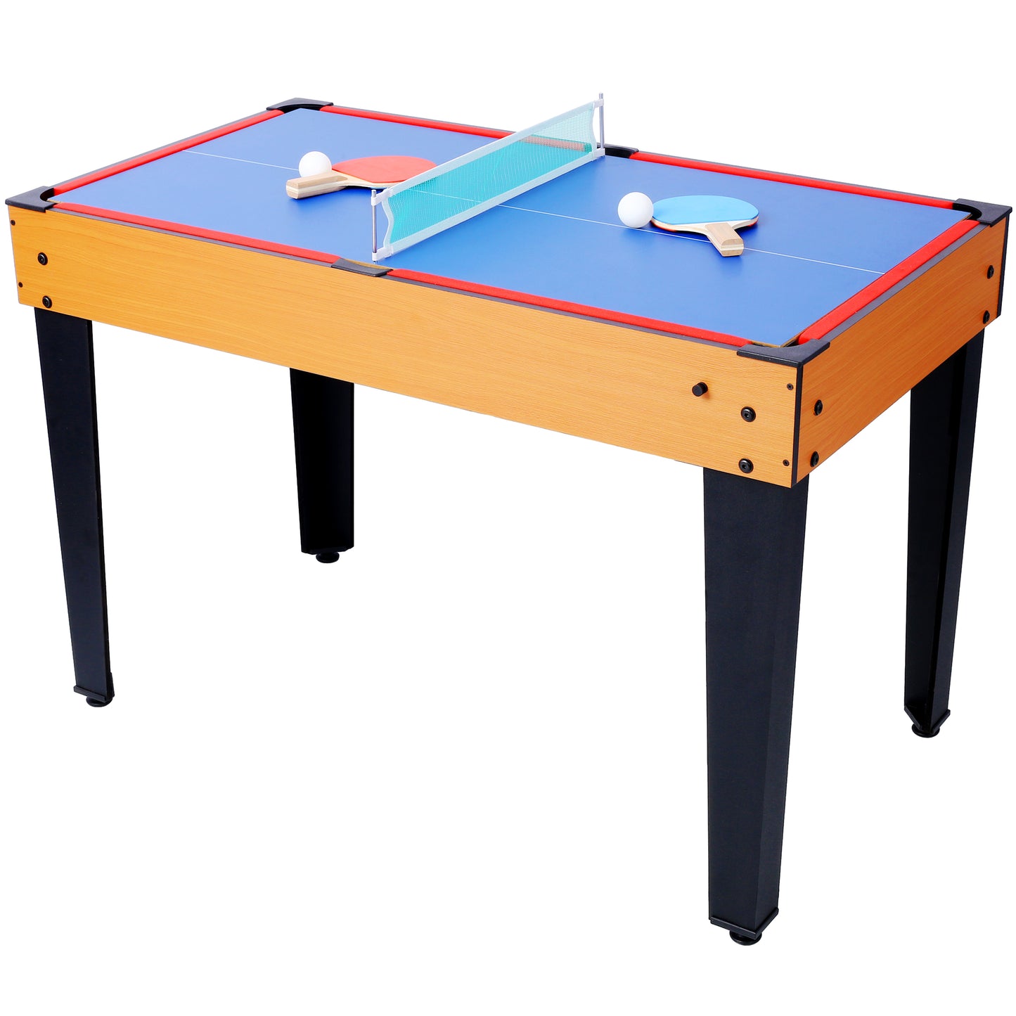 5-in-1 Multi-Game Table - Billiards, Push Hockey, Foosball, Ping Pong, and Basketball  brown/red