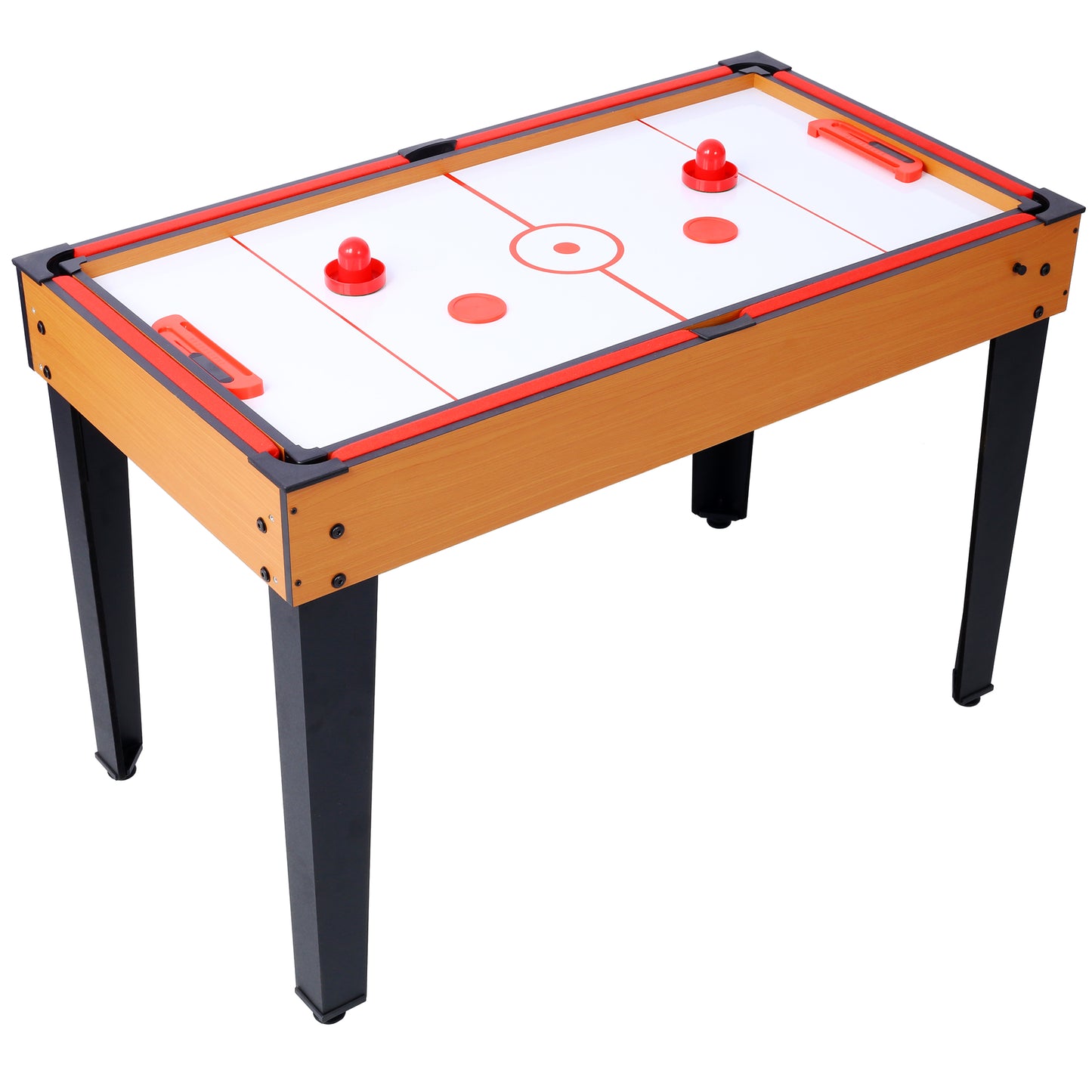 5-in-1 Multi-Game Table - Billiards, Push Hockey, Foosball, Ping Pong, and Basketball  brown/red