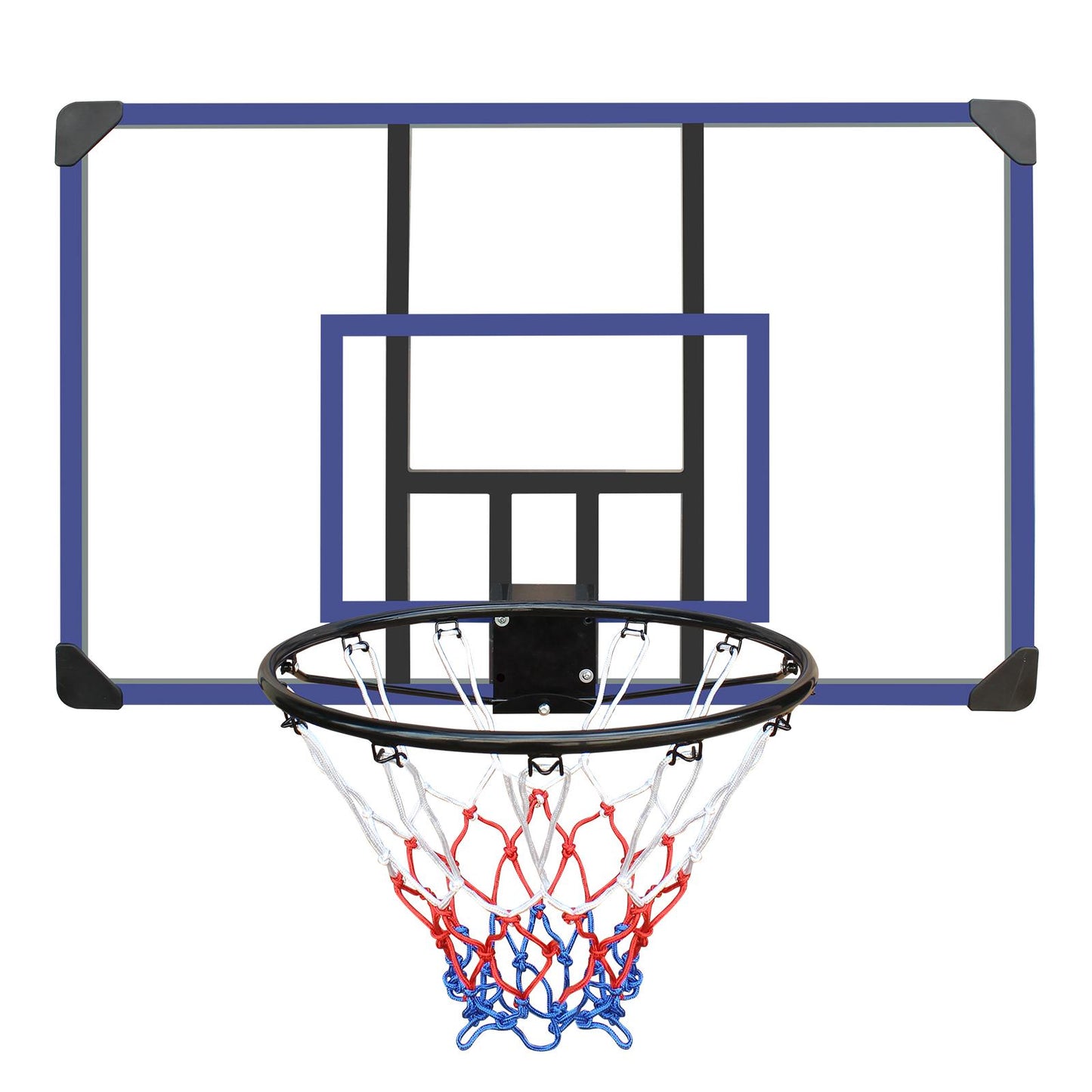 Wall-mounted basketball hoop, 45 x 29 inches shatterproof back, folding hoop, durable hoop and all-weather mesh for indoor and outdoor use