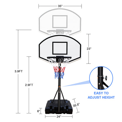 Poolside Basketball Hoop Portable Swimming Pool Basketball System Height Adjustable 3.1ft-4.7ft with 36" Backboard for Indoor Outdoor Use Orange