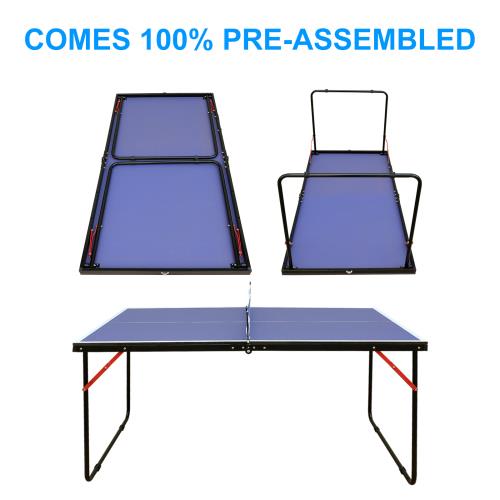 Table Tennis Table Midsize Foldable & Portable Ping Pong Table Set with Net and 2 Ping Pong Paddles for Indoor Outdoor Game