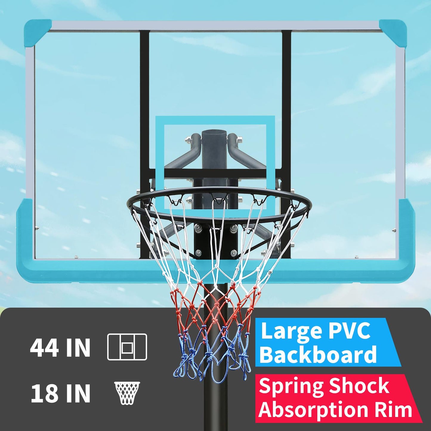 Use for Outdoor Height Adjustable 7.5 to 10ft Basketball Hoop 44 Inch Backboard Portable Basketball Goal System with Stable Base and Wheels