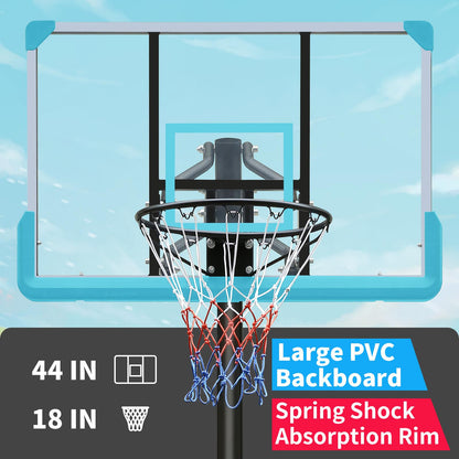 Use for Outdoor Height Adjustable 7.5 to 10ft Basketball Hoop 44 Inch Backboard Portable Basketball Goal System with Stable Base and Wheels