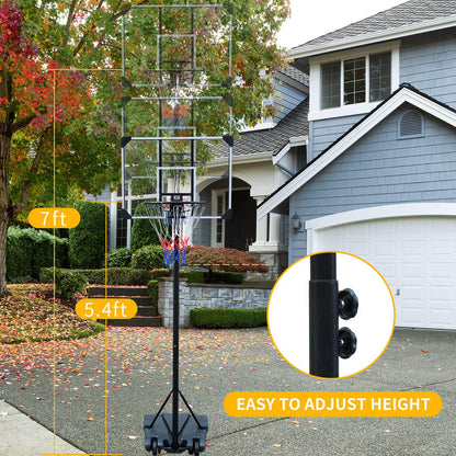 Basketball Hoop Portable Basketball Goal for Indoor Outdoor Basketball Stand 5.6-7 ft Adjustable 32 in Backboard with Wheels