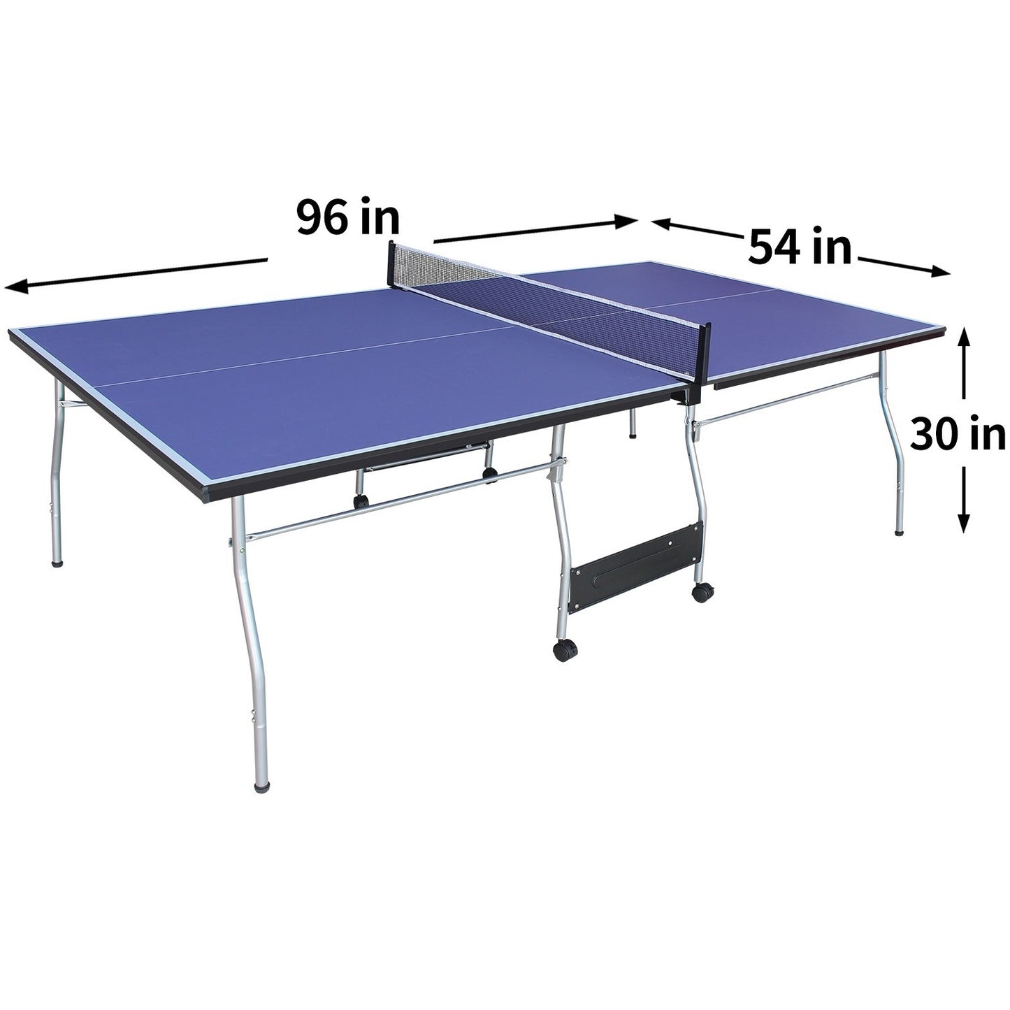 8ft Mid-Size Table Tennis Table Foldable & Portable Ping Pong Table Set for Indoor & Outdoor Games with Net, 2 Table Tennis Paddles and 3 Balls