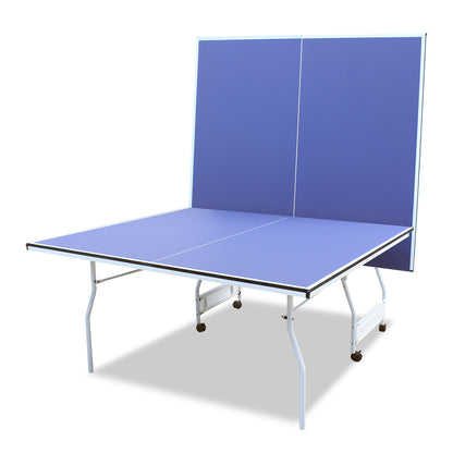 9ft Mid-Size Table Tennis Table Foldable & Portable Ping Pong Table Set for Indoor & Outdoor Games with Net, 2 Table Tennis Paddles and 3 Balls