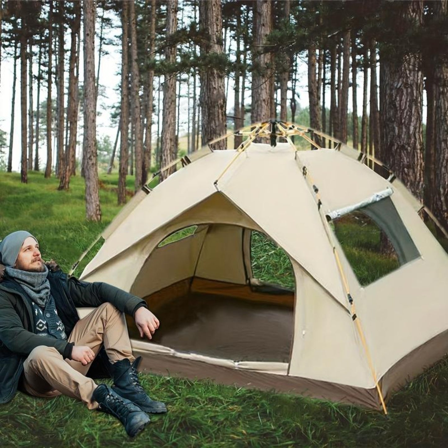 Instant Tent,Pop Up Tent,Camping Tent for 2-4 Person,2 Mesh Windows & 2 Doors ,Portable Waterproof Automatic Easy Setup Tent(No shipments on weekends, banned from Amazon)