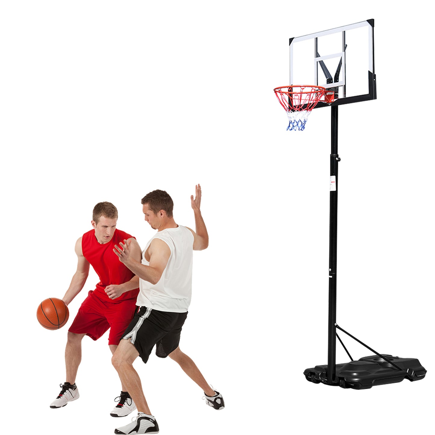 HY-B076 Portable and Removable Adult PC Transparent Backboard Basketball Stand (Basket Height Adjustment 2.45m-3.05m) Maximum 7# Ball