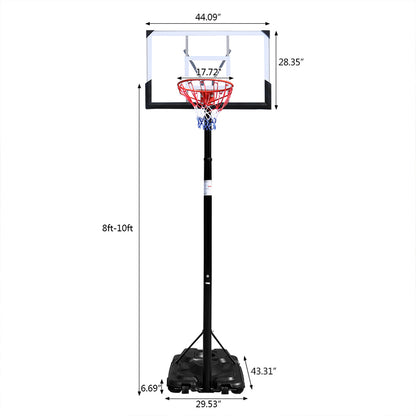 HY-B076 Portable and Removable Adult PC Transparent Backboard Basketball Stand (Basket Height Adjustment 2.45m-3.05m) Maximum 7# Ball